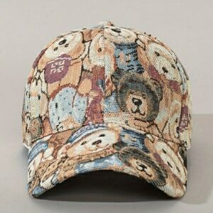 1pc Adjustable Teddy Bear Baseball Cap - Lightweight, Breathable Polyester New